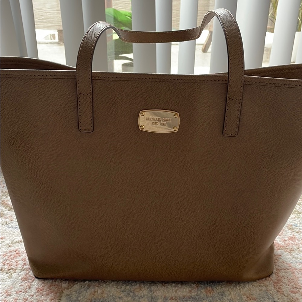 Michael Kors Brown Laptop Bag with Gold Hardware